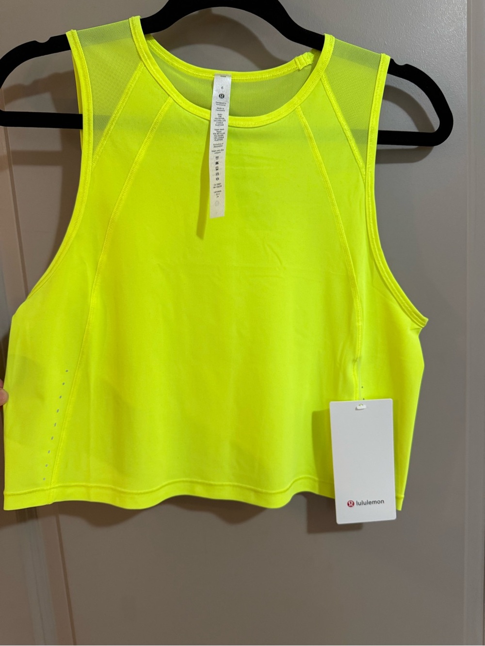 NWT - Lululemon Neon Yellow Sculpt Cropped Tank Top
